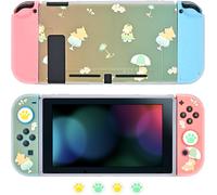 Compatible Switch Case,Dockable Switch Protection Case Soft Transparent Case in Gradient Colour with 4 Thumb Grip Caps,Duck Poke