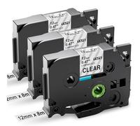 Compatible Tze 131 Tze-131 Ruban Transparent 12mm x 8m, Recharge Brother P touch Ruban Transparent 12mm x 8m Tze Clear pour P-Touch Étiqueteuses PT-E110 H107B H108G D200 D210 H100 P300BT 1010 1090