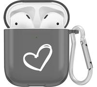 Compatible with Airpods Case 1 & 2, Transparent Soft Silicone Case Cute Love Heart Pattern Shockproof Flexible TPU Protective Cover for Airpods 1 & 2 Charging Case