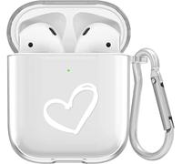 Compatible with Airpods Case 1 & 2, Transparent Soft Silicone Case Cute Love Heart Pattern Shockproof Flexible TPU Protective Cover for Airpods 1 & 2 Charging Case
