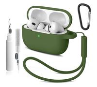 Compatible with Airpods Pro 2nd/1st Case Cover,Silicone Protective Case for Apple Airpods Pro 2nd/1st Generation Charging Case with Keychain and Cleaner Pen,for Women Men (Verte de l'herbe)