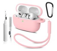 Compatible with Airpods Pro 2nd/1st Case Cover,Silicone Protective Case for Apple Airpods Pro 2nd/1st Generation Charging Case with Keychain and Cleaner Pen,for Women Men (Rose)