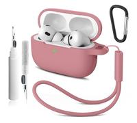 Compatible with Airpods Pro 2nd/1st Case Cover,Silicone Protective Case for Apple Airpods Pro 2nd/1st Generation Charging Case with Keychain and Cleaner Pen,for Women Men (Rose de Cannelle)