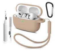 Compatible with Airpods Pro 2nd/1st Case Cover,Silicone Protective Case for Apple Airpods Pro 2nd/1st Generation Charging Case with Keychain and Cleaner Pen,for Women Men (Thé à Lait)