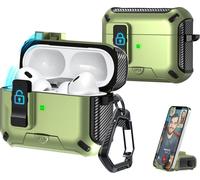 Compatible with AirPods Pro 2nd Generation/1st Generation Earphone Cases, Fully Drop-Resistant Automatic Ejection Protective Case Design, Black+Olive Green