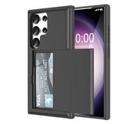 Compatible with Galaxy S24 Ultra Case Wallet with Credit Card Holder Shockproof Hard PC TPU S24 Ultra Phone Case Slide Flip Protective Cover for Samsung Galaxy S24 Ultra 2024 (Black)