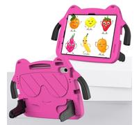 Compatible with iPad 12th (A19) 2026/11th (A16) 2025 11inch Kids Friendly Cute Case,Lightweight EV Rugged PC Shockproof Stand Protective Tablet Case with Shoulder Strap(Rose Red)