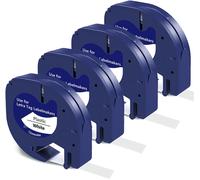 Compatible with LetraTag LT-100H Plastic White 12mm x 4m 91221 Black on White,Plastic Labels Compatible with LetraTag LT-100H LT-100T XR QX50 Pack of 4