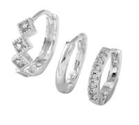 compatible with Machine Fournitures Bijoux Gold Hoop Earrings Set For Women Trendy Real Gold Plated Chunky Small Cartilage Hoops Cute Cubic Zirconia Dangle Stud Earrings Perçant (Silver, One Size)