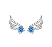 compatible with Machine Trousse Ultrasonique Accessoires Bijoux Ange bleu coeur d'oreilles argent Zircon élégant mariage femmes accessoires bijoux cadeau pour Colle Stockage Outils (Blue, One Size)