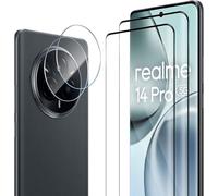 Compatible With Realme 14 Pro Tempered Glass, 2 Pieces 3d Screen Protector + 2 Pcs Rear Camera Protector, 9h Hardness Bubble-Free Anti-Oil/Anti-Scratch/Anti-Fingerprint Hd Screen Protector Film