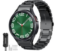 Compatible With Samsung Watch 6 4 Classic 47mm 46mm 43mm 42mm Lte/Watch 7 6 5 4 44mm 40mm/Fe/Watch 5 Pro, Black No Gap Men's Replacement Stainless Steel Metal Watch Smartwatch Band