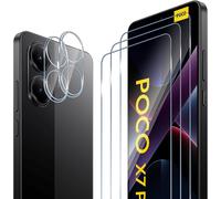Compatible With Xiaomi Poco X7 Pro 5g Tempered Glass, 3 Pieces Screen Protector + 2 Pcs Rear Camera Protector, 9h Hardness Bubble-Free Anti-Scratch/Anti-Fingerprint Hd Screen Protector Film