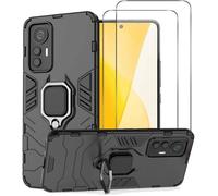 Compatible Xiaomi 12 Lite 5G- Coque Résistante avec béquille et 2 Films protections écran en verre trempé [Novago]