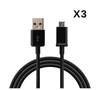 Lot 3 Cables Usb Chargeur Noir Pour Samsung Galaxy A10 / A3 2015 / A3 2016 / A5 2015 / A5 2016 / A6 2018 / A6 PLUS 2018 / A7 2015 / A7 2018 - Cable