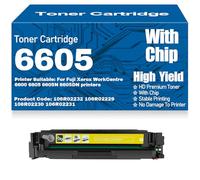 Compatibles 106R02232 106R02229 106R02230 106R02231 Cartouches de Toner pour Fuji Xerox WorkCentre 6600 6605 6605N 6605DN avec Puce Haute capacité,Yellow-6605