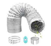 ComPDCVD Argent Tuyau d'évacuation 80mmx3 m Tube Flexible D'air Gaine Ventilation en Aluminium avec 2 Colliers de Serrage et 1 Ruban Adhésif Aluminium 50mmx5m pour Seche Linge Ventilateur Extracteur