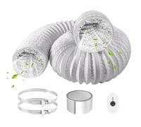 ComPDCVD Gaine VMC 150 mm x 6 m Tuyau Évacuation Tuyau D'évacuation Blanc | Tuyau Ventilation en Aluminium PVC avec 2 Colliers et 1 Ruban Adhésif Alu pour Mobile Climatisation Trockner Hotte Aspirante
