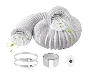 ComPDCVD Gaine VMC 150 mm x 6 m Tuyau Évacuation Tuyau D'évacuation Blanc | Tuyau Ventilation en Aluminium PVC avec 2 Colliers et 1 Ruban Adhésif Alu pour Mobile Climatisation Trockner Hotte Aspirante