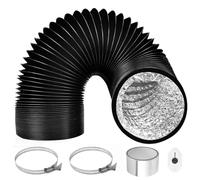 ComPDCVD Noir Tuyau d'évacuation 100 mm x 3 m Tuyau D'évacuation D'air Gaine Ventilation en Aluminium avec 2 Colliers de Serrage en Acier pour Climatisation Déshumidificateur Extracteur