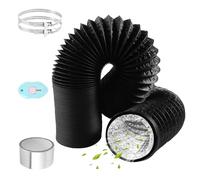 ComPDCVD Noir Tuyau d'évacuation 125 mm x 6 m Tuyau D'évacuation D'air Gaine Ventilation en Aluminium avec 2 Colliers de Serrage en Acier pour Climatisation Déshumidificateur Extracteur