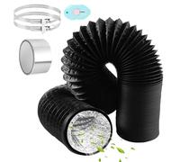 ComPDCVD Noir Tuyau d'évacuation 150 mm x 6 m Tuyau D'évacuation D'air Gaine Ventilation en Aluminium avec 2 Colliers de Serrage en Acier pour Climatisation Déshumidificateur Extracteur