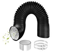 ComPDCVD Noir Tuyau d'évacuation 80mmx3 m Tube Flexible D'air Gaine Ventilation en Aluminium avec 2 Colliers de Serrage et 1 Ruban Adhésif Aluminium 50mmx5m pour Seche Linge Ventilateur Extracteur