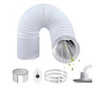 ComPDCVD Tuyau d'évacuation 80 mm x 3 m Tube Flexible D'air Gaine Ventilation en Aluminium avec 2 Colliers de Serrage et 1 Adhésif Aluminium pour Extracteur d'Air Climatisation Sèche-linge Hotte Blanc