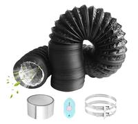 ComPDCVD Tuyau d'évacuation 80 mm x 6 m Tube Flexible D'air Gaine Ventilation en Aluminium avec 2 Colliers de Serrage et 1 Adhésif Aluminium pour Climatisation Seche Linge Ventilateur Extracteur Noir