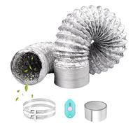 ComPDCVD Tuyau d'Evacuation Flexible 150 mm Longueur 3 m Aluminium Gaine de Ventialtion Tube de Ventilation avec 2 Colliers de Serrage en Acier pour Climatisation Déshumidificateur Extracteur(Argent)