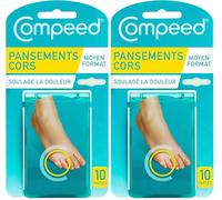 Compeed® - 10 Pansements Hydrocolloïde - Cors aux pieds - Traitement des Cors - Moyen Format : 6,0 x 1,75 cm (Lot de 2)