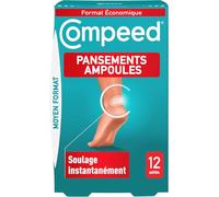 Compeed® - 12 Pansements Ampoules Hydrocolloïde - Effet Seconde Peau - Cicatrisation Rapide - Moyen Format Economique (6,8 x 4,2 cm)