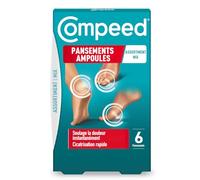 Compeed Set de 6 Pansements Hydrocolloïdes Ampoules Assortiment 3 Formats Différents, Moyen 6,8 x 4,2 cm, Petit 6 x 2 cm, Orteils 5,1 x 1,7 cm, 1 Unité