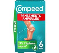 Compeed® - 6 Pansements Ampoules Extrême Hydrocolloïde - Effet Seconde Peau - Cicatrisation Rapide - Moyen Format (6,8 x 4,2 cm)