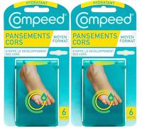 Compeed® - 6 Pansements Hydrocolloïde - Cors Hydratants - Traitement des Cors - Moyen Format : 6,0 x 1,75 cm (Lot de 2)