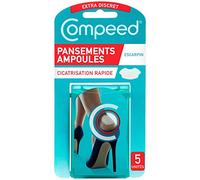 Compeed® - Pansements Ampoules Escarpins - 5 Pansements Hydrocolloïdes Seconde Peau - Pansement Cicatrisation Rapide - Extra Discret - Soin des Pieds - 6,8x4,2 cm