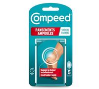 Compeed® - Pansements Ampoules - Moyen Format - 5 Pansements Hydrocolloïdes - Pansement Cicatrisation Rapide qui accélère la guérison - Soin des Pieds - 6,8x4,2 cm