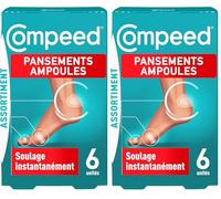 Compeed Set de 6 Pansements Hydrocolloïdes Ampoules Assortiment 3 Formats Différents, Moyen 6,8 x 4,2 cm, Petit 6 x 2 cm, Orteils 5,1 x 1,7 cm, 1 Unité (Lot de 2)