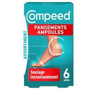 Compeed Set de 6 Pansements Hydrocolloïdes Ampoules Assortiment 3 Formats Différents, Moyen 6,8 x 4,2 cm, Petit 6 x 2 cm, Orteils 5,1 x 1,7 cm, 1 Unité