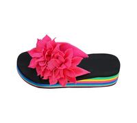 Compensee Femme Eté Chaussures Ete Confortable Pantoufles d'été Pour Femmes Nouvelles Sandales Compensées Creuses de Grande Taille Simples à Fleurs à Chaussures Femme Ete Sandals (Hot Pink 43)