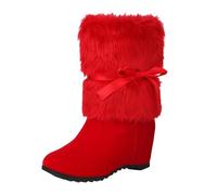 Compensées Bottes Femme Noël Elegant Bottes Courtes Grande Taille Chaudes Peluche Antidérapant Tendances Boots Chaussures Femme Automne Et Hiver 41