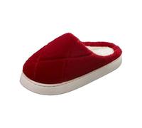 Compensées pour Femmes Bout Fermé avec Livraison Lendemain Chaussons d'intérieur Confortables pour Femmes, Chaussures duveteuses à Brides pour Un Confort Hivernal et Lacets Chaussures (Red, 39)