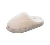 Compensées pour Femmes Bout Fermé avec Livraison Lendemain Chaussons d'intérieur Confortables pour Femmes, Chaussures duveteuses à Brides pour Un Confort Hivernal et Lacets Chaussures (White, 41)
