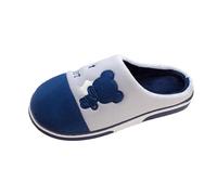 Compensées pour Femmes Bout Fermé avec Livraison Lendemain Pantoufles d'intérieur Chaudes en Fourrure et Coton pour Hommes et Femmes, antidérapantes, pour l'automne et l'hiver, Chaussons (Navy, 43)