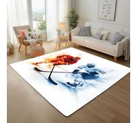 Compétition de Hockey Extrême Tapis Salon Lavable 150x210cm Poil Ras Tapi Sports de Glace et de Feu Rectangulaire Carpet Intérieur Tapis Antidérapant Moquette Chambre, Descente de Lit