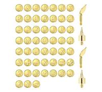 Comphic 56 Pièces Ensemble de Pointes de Combustion du Bois Lettre Outil de Combustion du Bois Comprenant L'Alphabet en Laiton Doré pour Bricolage Gaufrage Sculpture Artisanat Combustion du Bois