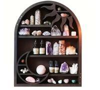 Comphic Étagère de Rangement en Bois - Étagère Murale Élégante et Pratique, Étagère en Cristal de Soleil et de Lune