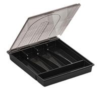 Comphic Organisateur avec Couvercle, Boîte de Rangement pour Couverts et Couverts en Plastique, Compartiments Couverts, Plateau à Ustensiles pour Tiroir de Cuisine B