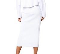 Compilation - Jupe longue - Jupe moulante - Sexy - Coupe droite - Extensible - Noir, Blanc., M