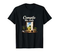 Compile The Code Programmer Adulting Humour Typewriter T-Shirt